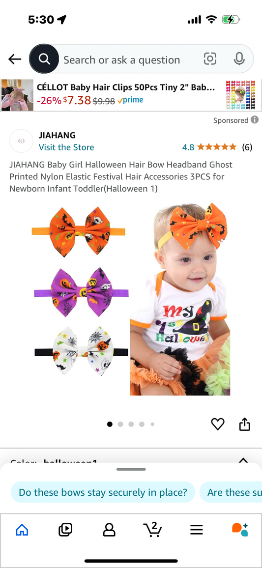 JIAHANG Baby Girl Halloween Hair Bow Headband Ghost Printed Nylon Elastic Festival Hair Accessories 3PCS for Newborn Infant Toddler(Halloween 1