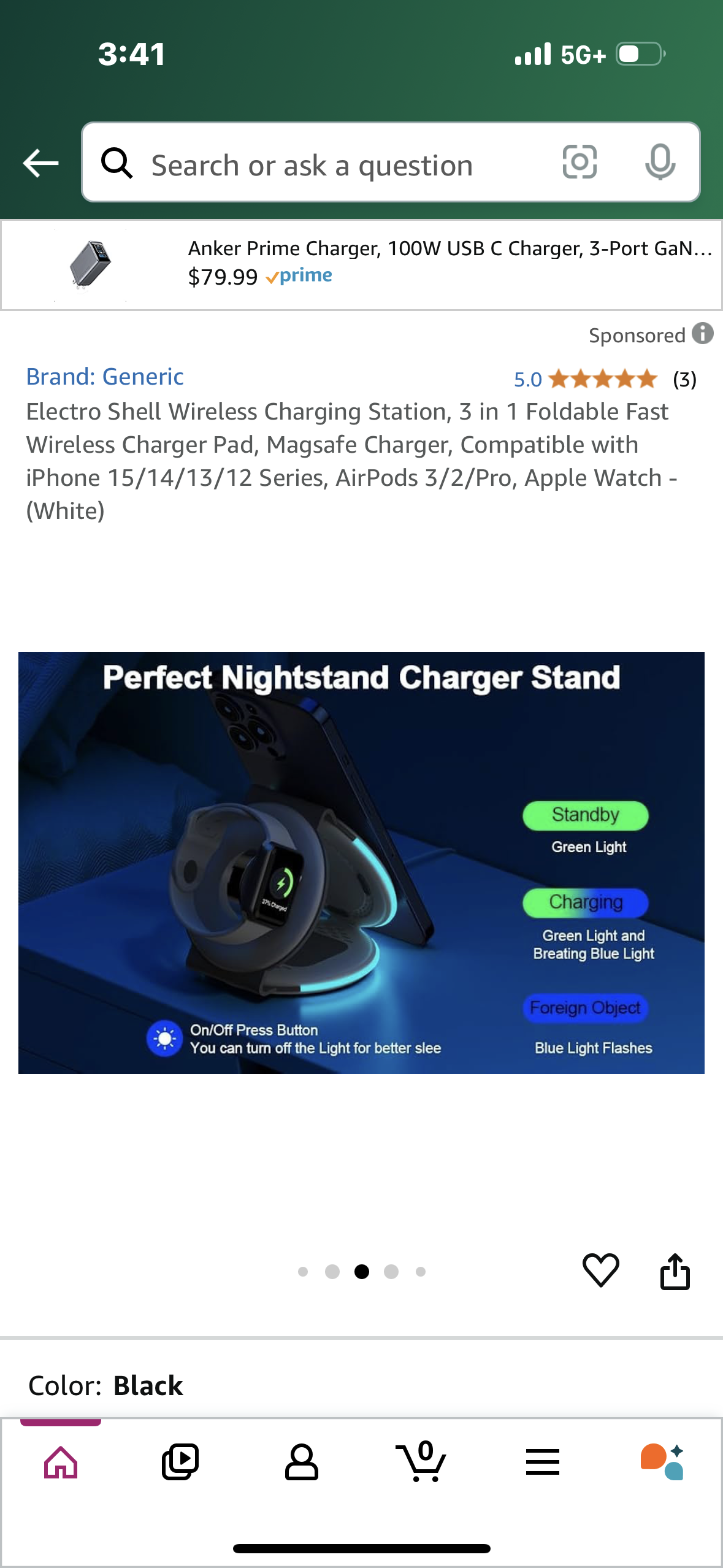 Wireless Charging Station, 3 in 1 Foldable Fast Wireless Charger Pad