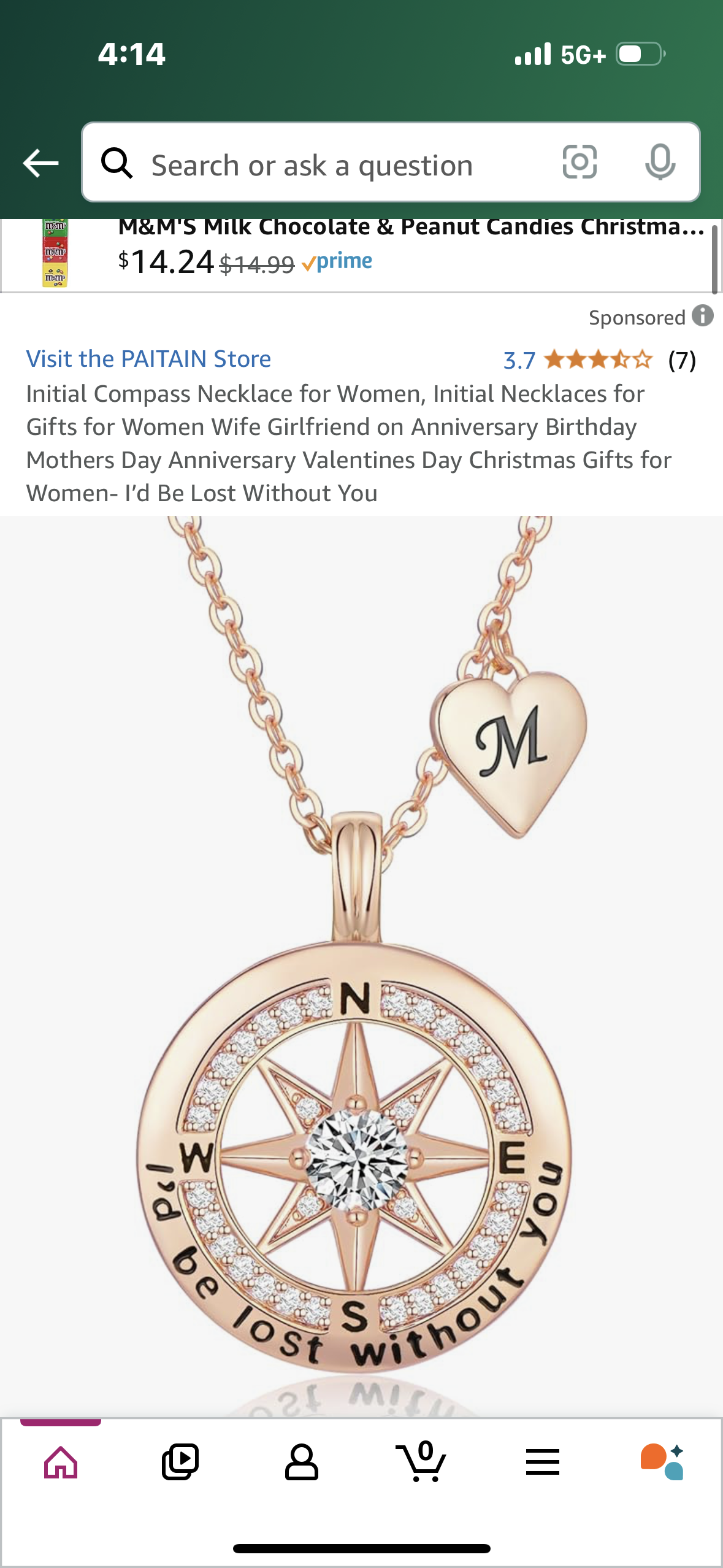 Initial Compass Necklace for Women, Initial Necklaces for Gifts for Women Wife Girlfriend on Anniversary Birthday Mothers Day Anniversary Valentines Day Christmas Gifts for Women- I’d Be Lost Without You