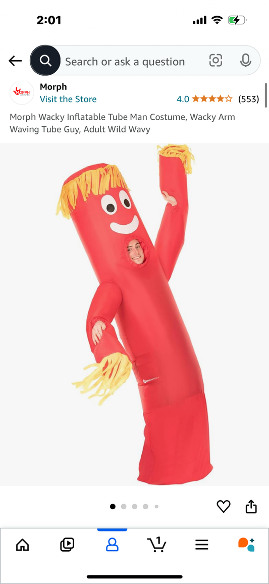 Morph Wacky Inflatable Tube Man Costume, Wacky Arm Waving Tube Guy, Adult Wild Wavy