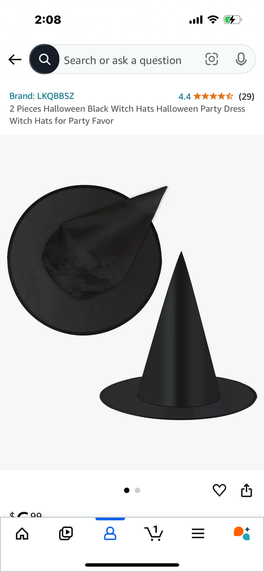 2 Pieces Halloween Black Witch Hats Halloween Party Dress Witch Hats for Party Favor