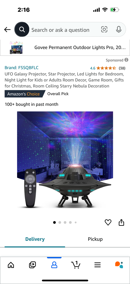 UFO Galaxy Projector, Star Projector, Led Lights for Bedroom, Night Light for Kids or Adults Room Decor, Game Room, Gifts for Christmas, Room Ceiling Starry Nebula Decoration