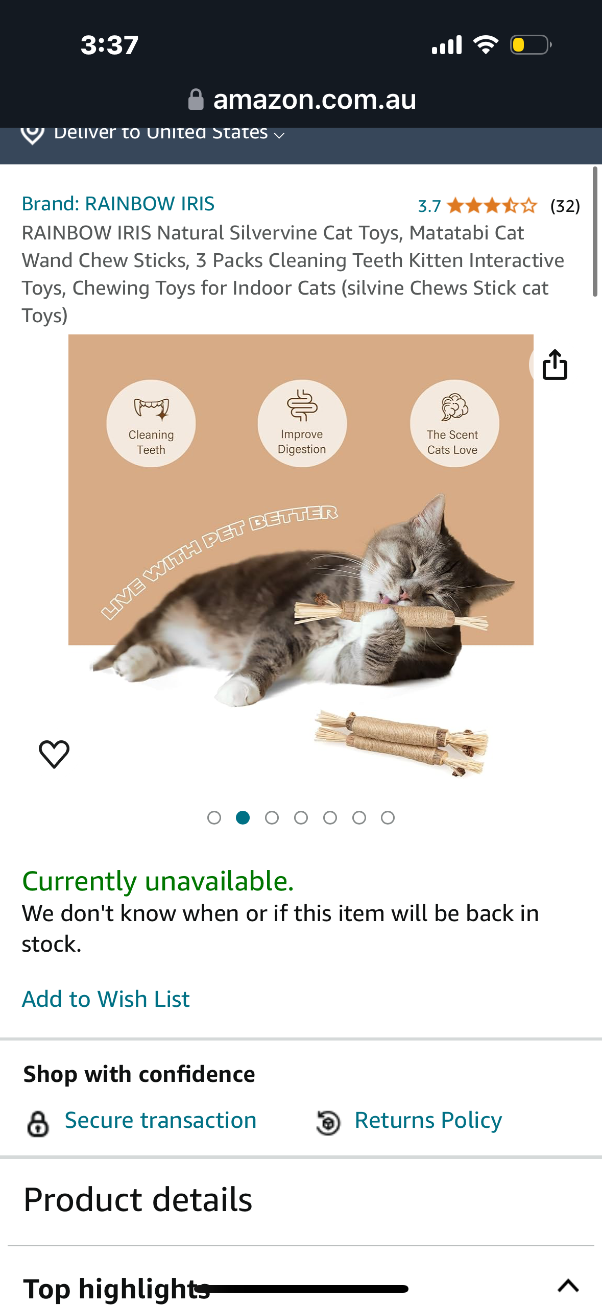 RAINBOW IRIS Natural Silvervine Cat Toys, Matatabi Cat Wand Chew Sticks, 3 Packs Cleaning Teeth Kitten Interactive Toys, Chewing Toys for Indoor Cats (silvine Chews Stick cat Toys)