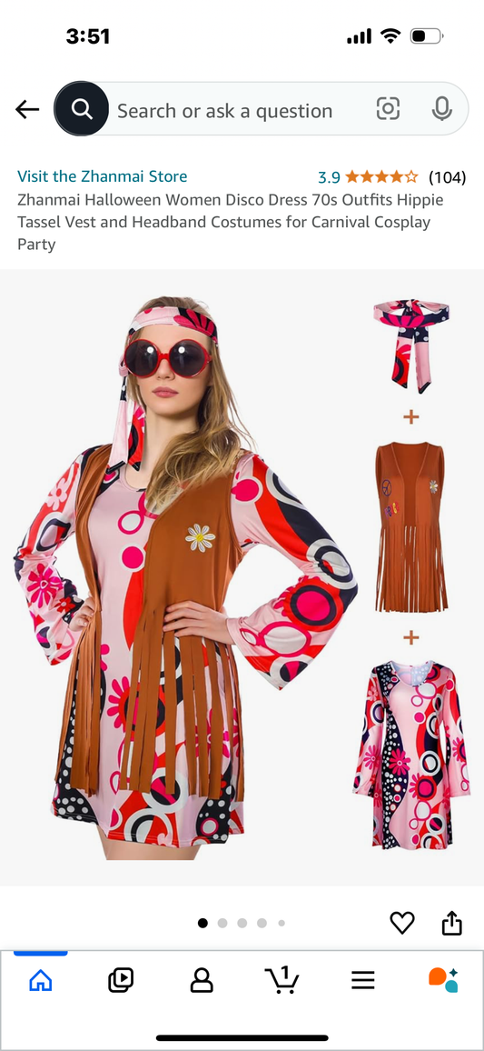 Halloween Women Disco Dress 70s Outfits Hippie Tassel Vest and Headband Costumes for Carnival Cosplay Party