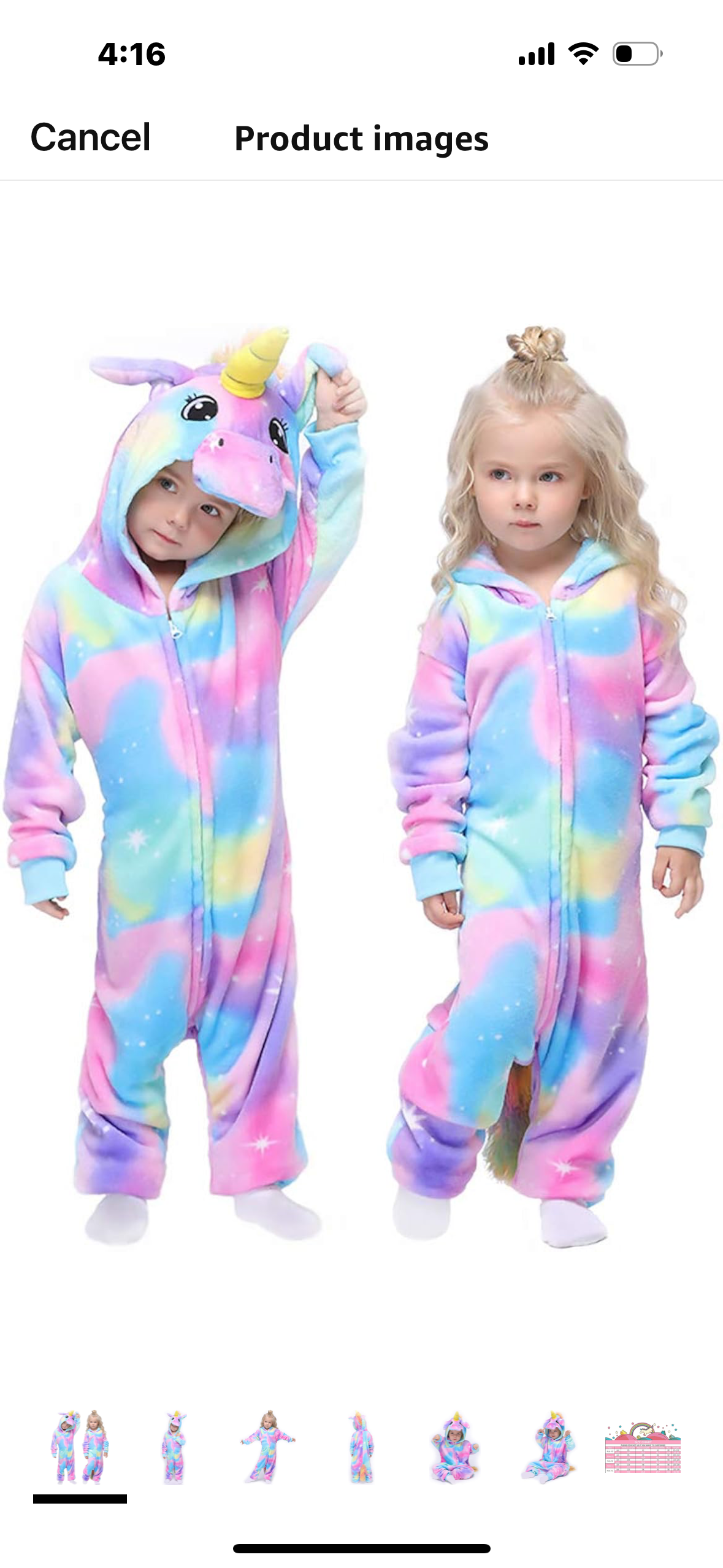 Rainbow Unicorn Onesie Pajamas Animal Costume Halloween Cosplay for Kids - 2-4 years old