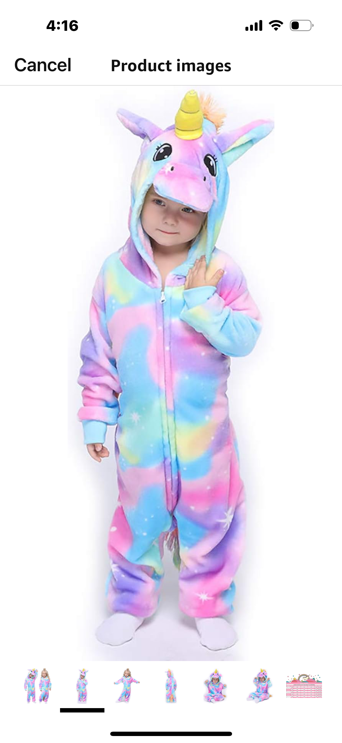 Rainbow Unicorn Onesie Pajamas Animal Costume Halloween Cosplay for Kids - 2-4 years old