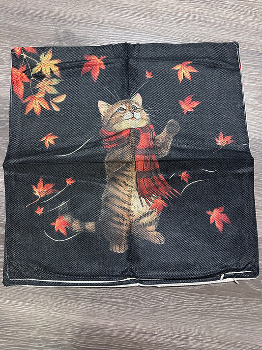 Fall Cat Cushion Covers 18x18 set of 2