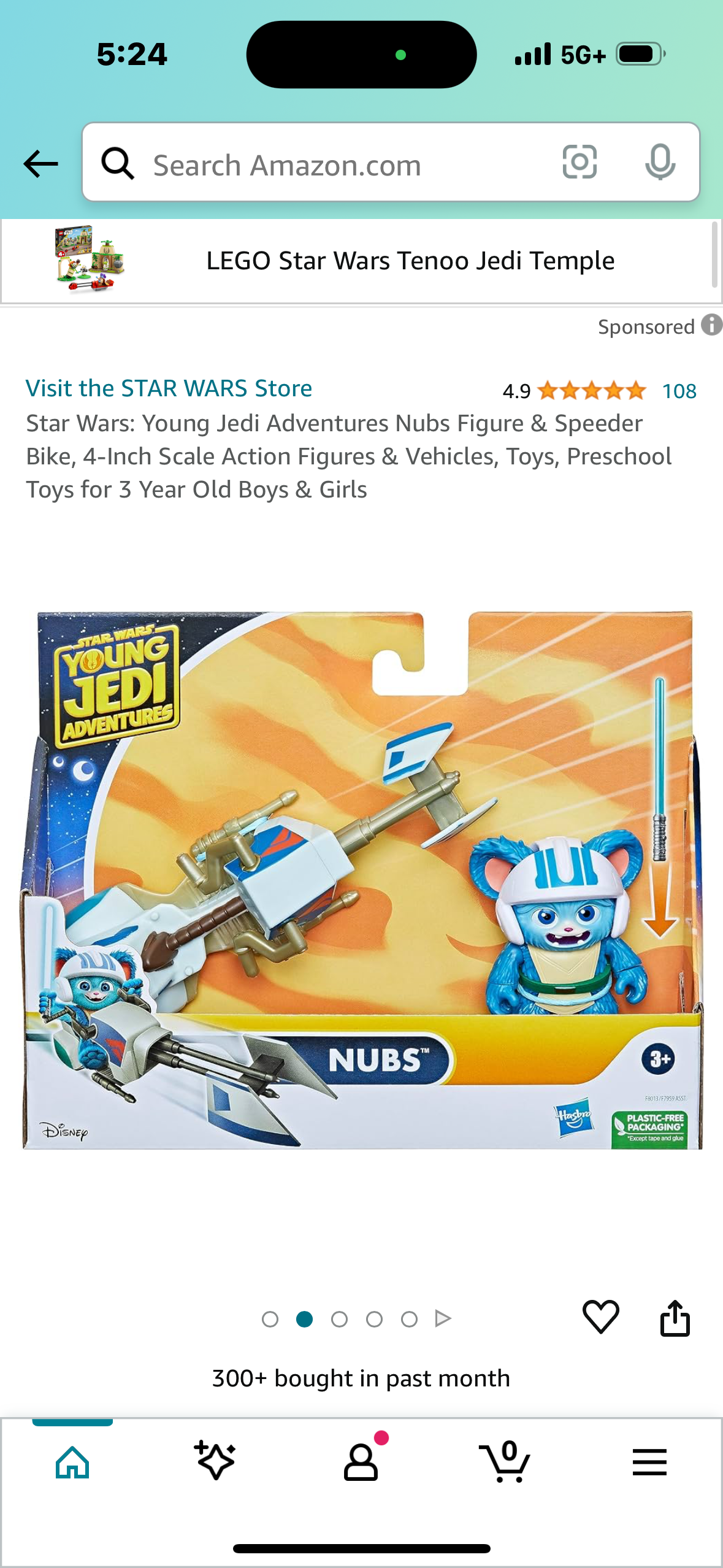 Star Wars: Young Jedi Adventures Nubs Figure & Speeder Bike, 4-Inch Scale Action Figures & Vehicles, Toys, Preschool Toys for 3 Year Old Boys & Girls