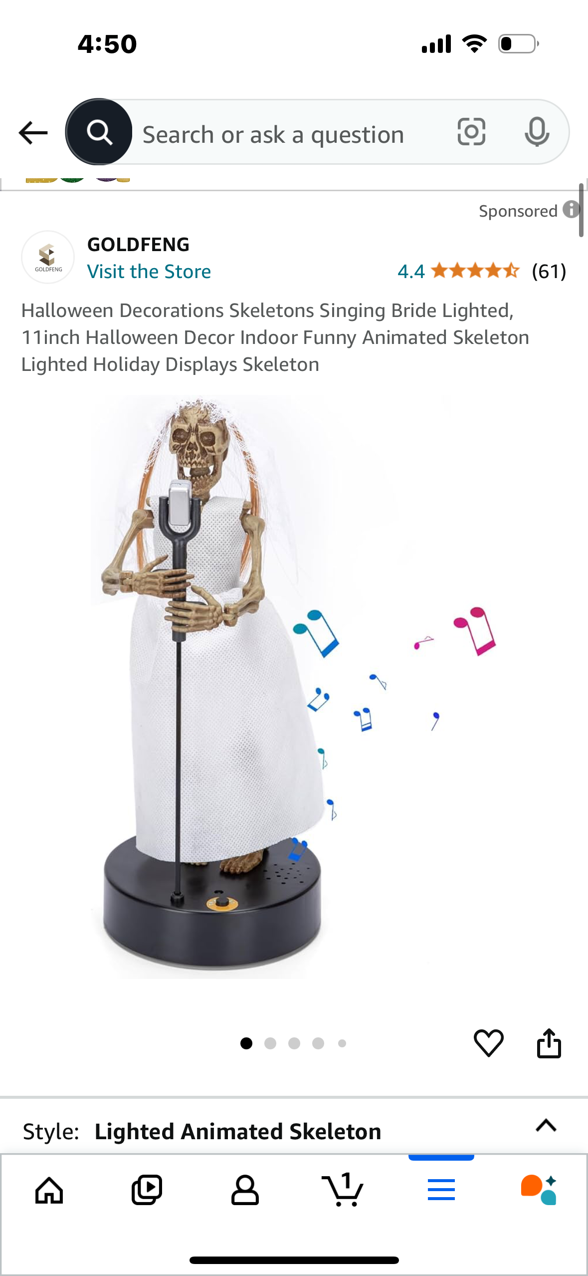 Halloween Decorations Skeletons Singing Bride Lighted, 11inch Halloween Decor Indoor Funny Animated Skeleton Lighted Holiday Displays Skeleton