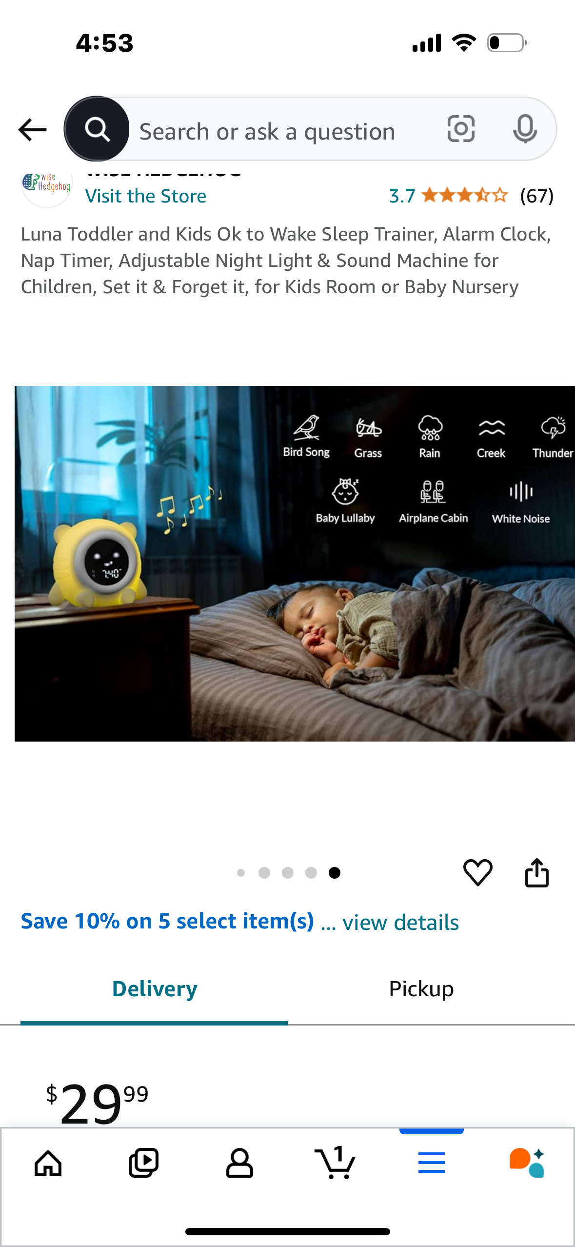 Luna Toddler and Kids Ok to Wake Sleep Trainer, Alarm Clock, Nap Timer, Adjustable Night Light & Sound Machine for Children, Set it & Forget it, for Kids Room or Baby Nursery