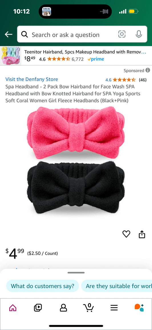 2 packages (4) Spa Headband of the 2 Pack Bow Hairband for Face Wash SPA Headband with Bow Knotted Hairband for SPA Yoga Sports Soft Coral Women Girl Fleece Headbands (Black+Pink