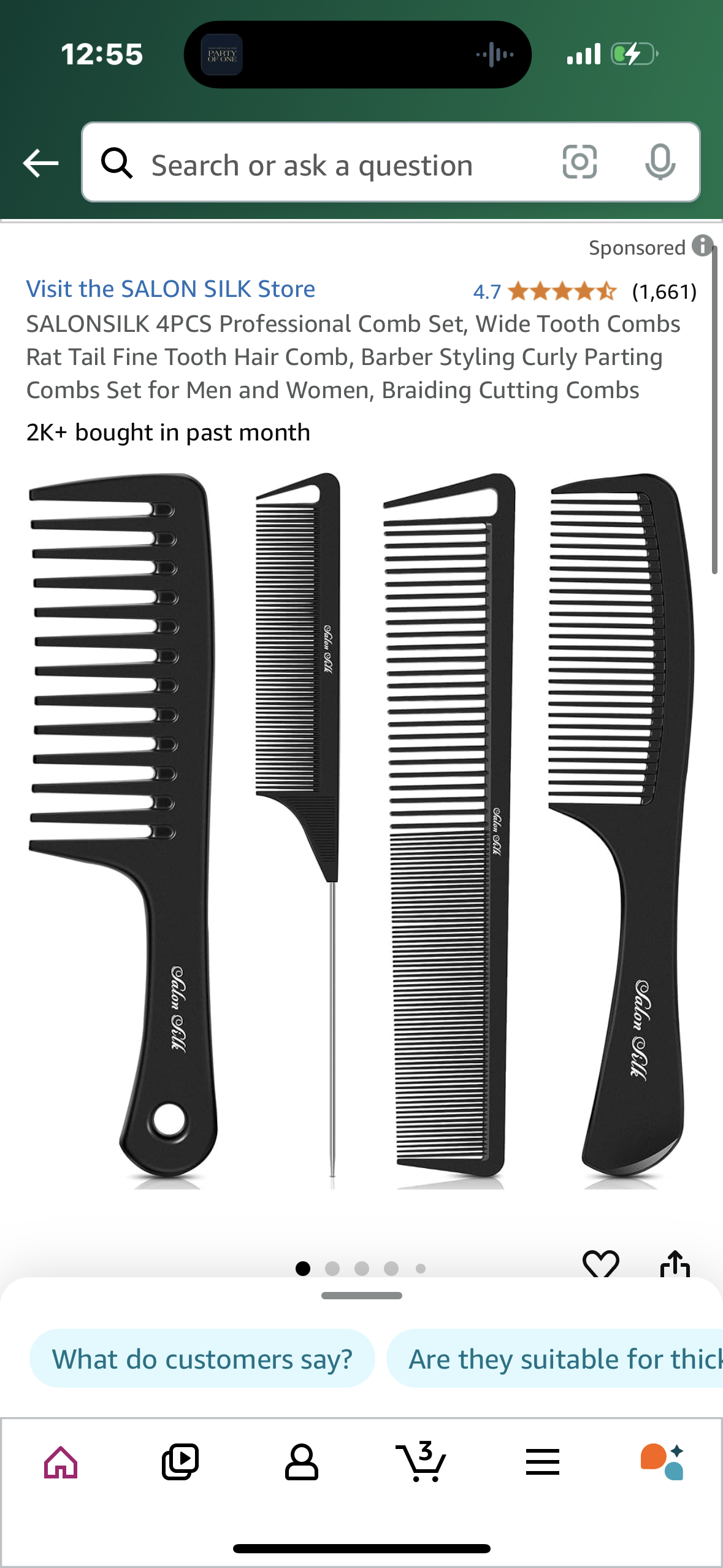 4PCS Professional Comb Set, Wide Tooth Combs Rat Tail Fine Tooth Hair Comb, Barber Styling Curly Parting Combs Set for Men and Women, Braiding Cutting Combs