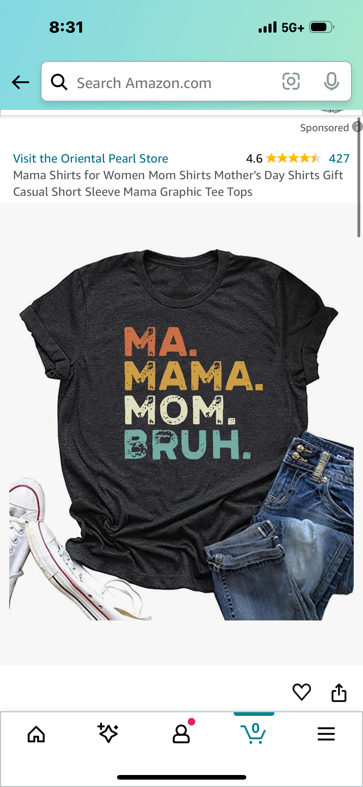 Mother’s Day T-Shirt - Ma. Mama. Mom. Bruh - Grey, Sizes Small to XXL