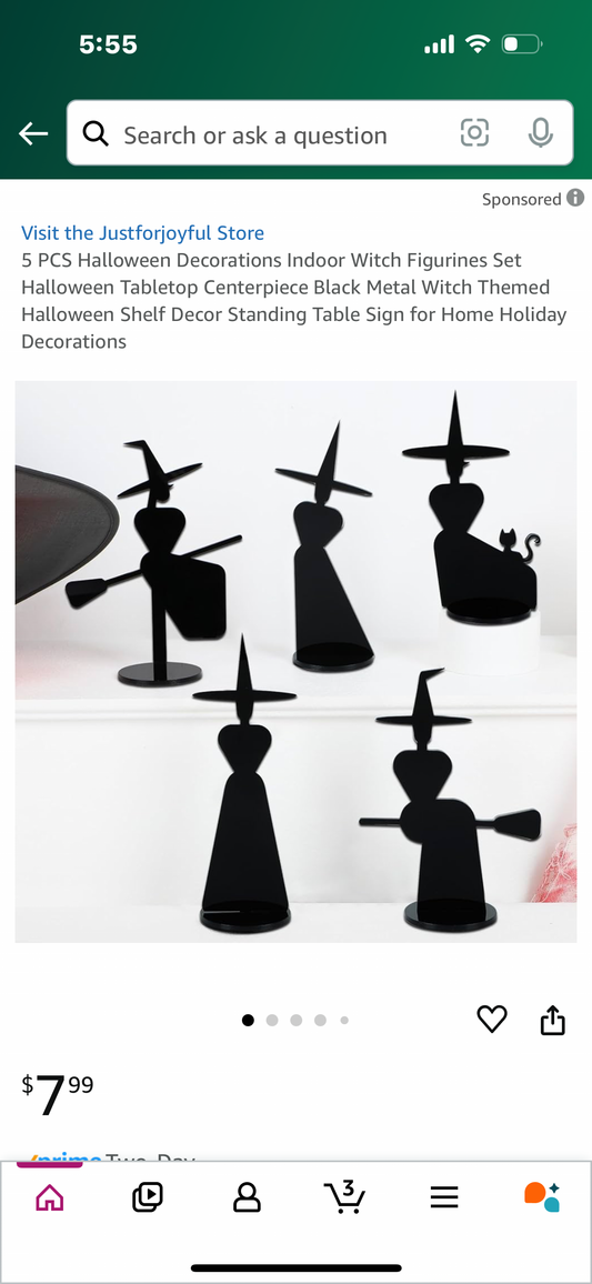 5 PCS Halloween Decorations Indoor Witch Figurines Set Halloween Tabletop Centerpiece Black Metal Witch Themed Halloween Shelf Decor Standing Table Sign for Home Holiday Decorations