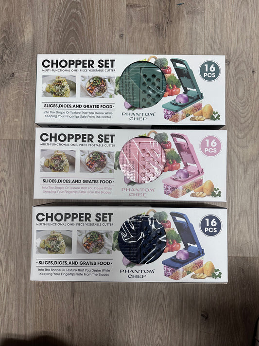 Phantom Chef - Chopper Set Multi-functional One-Piece Vegetable Cutter 16 pieces