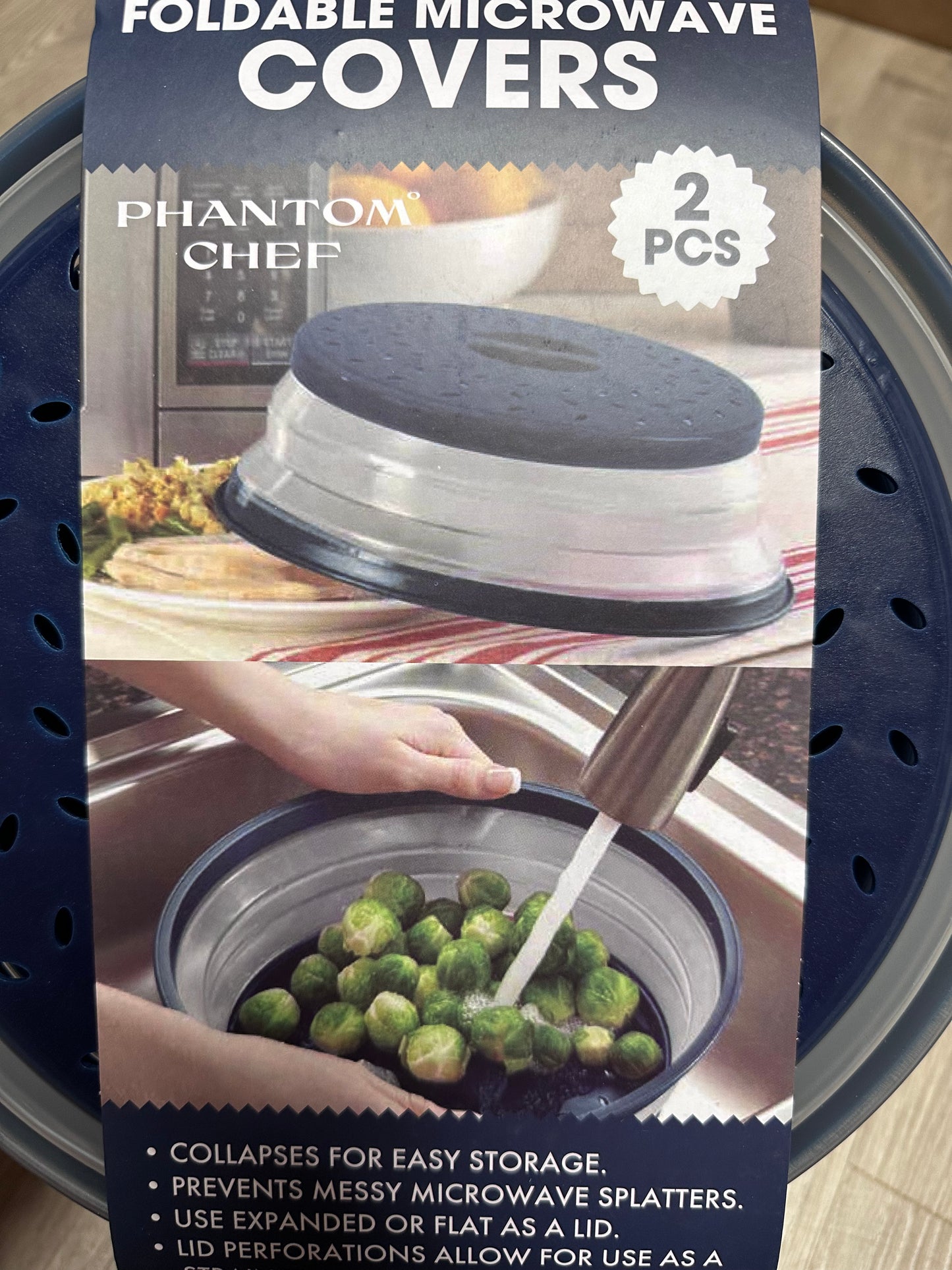 Phantom Chef - Foldable Microwave Covers (They double as strainers) 2- Pack