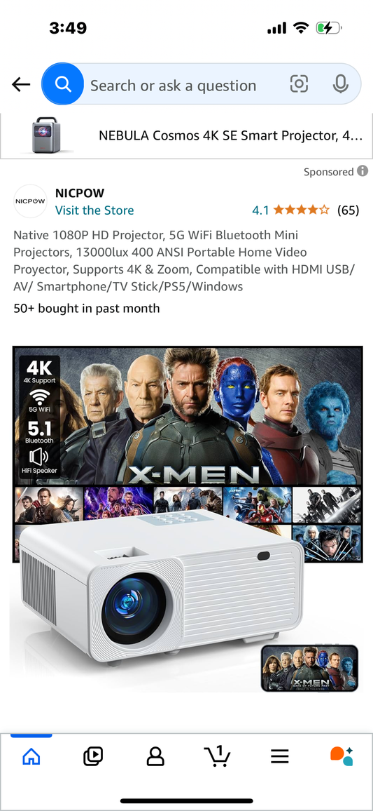 Native 1080P HD Projector, 5G WiFi Bluetooth Mini Projectors, 13000lux 400 ANSI Portable Home Video Proyector, Supports 4K & Zoom, Compatible with HDMI USB/ AV/ Smartphone/TV Stick/PS5/Windows