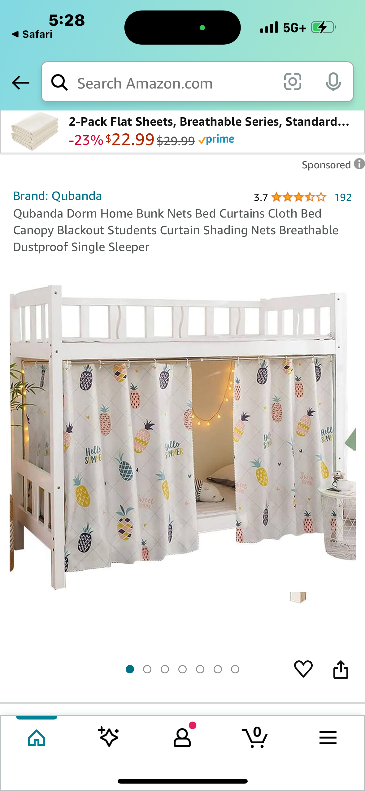 Qubanda Dorm Home Bunk Nets Bed Curtains Cloth Bed Canopy Blackout Students Curtain Shading Nets Breathable Dustproof Single Sleeper