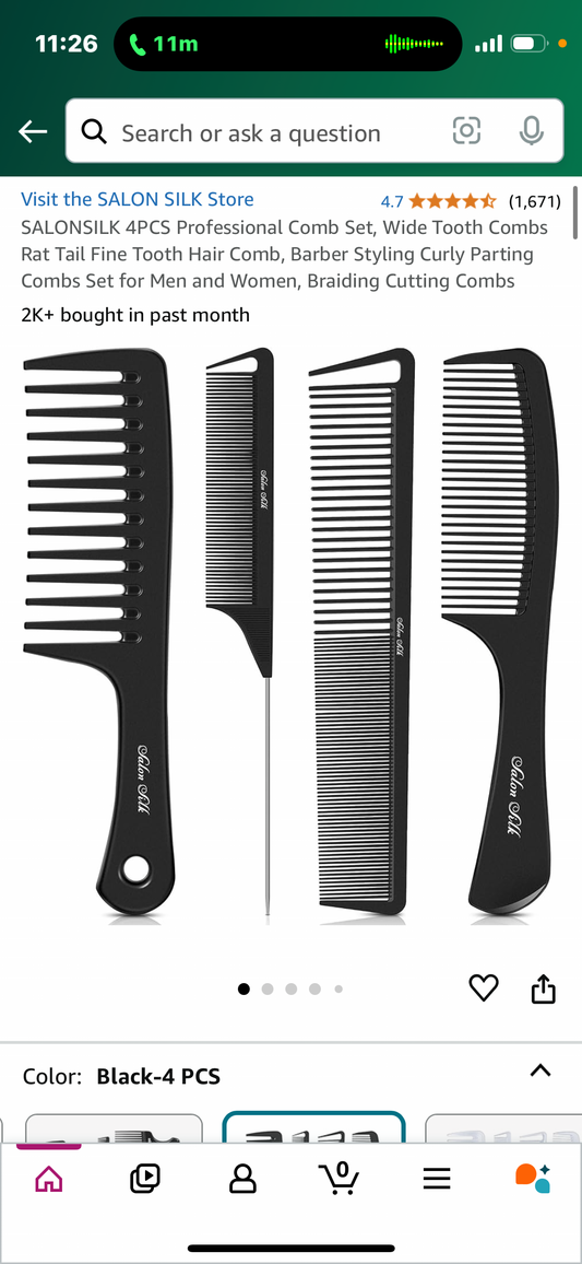 4PCS Professional Comb Set, Wide Tooth Combs Rat Tail Fine Tooth Hair Comb, Barber Styling Curly Parting Combs Set for Men and Women, Braiding Cutting Combs