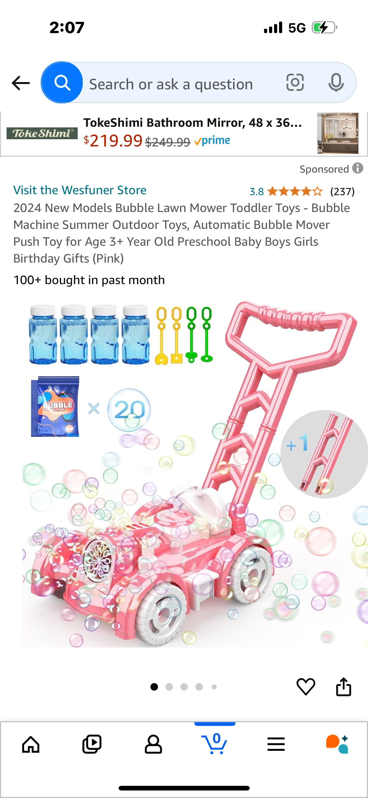 2024 New Models Bubble Lawn Mower Toddler Toys - Bubble Machine Summer Outdoor Toys, Automatic Bubble Mover Push Toy for Age 3+ Year Old Preschool Baby Boys Girls Birthday Gifts (Pink)