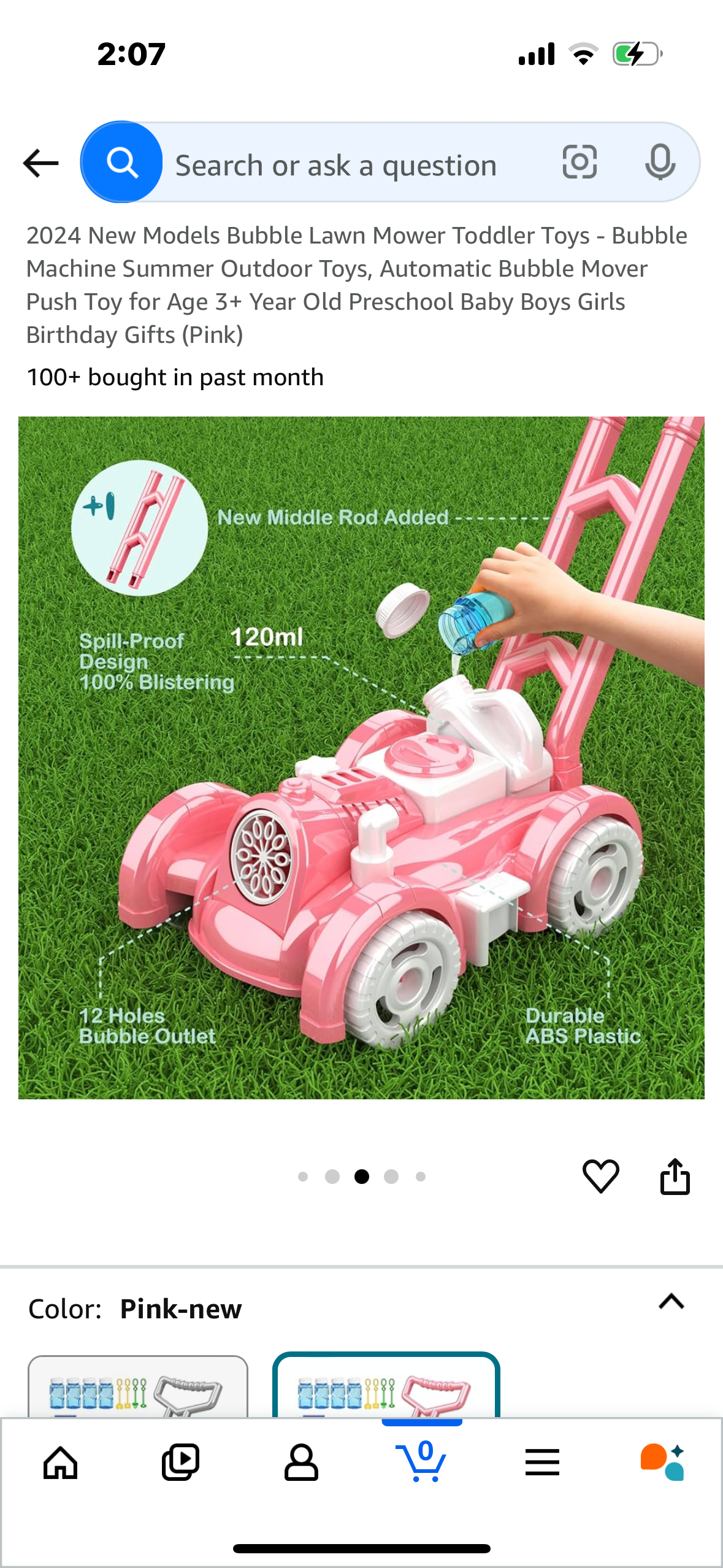 2024 New Models Bubble Lawn Mower Toddler Toys - Bubble Machine Summer Outdoor Toys, Automatic Bubble Mover Push Toy for Age 3+ Year Old Preschool Baby Boys Girls Birthday Gifts (Pink)