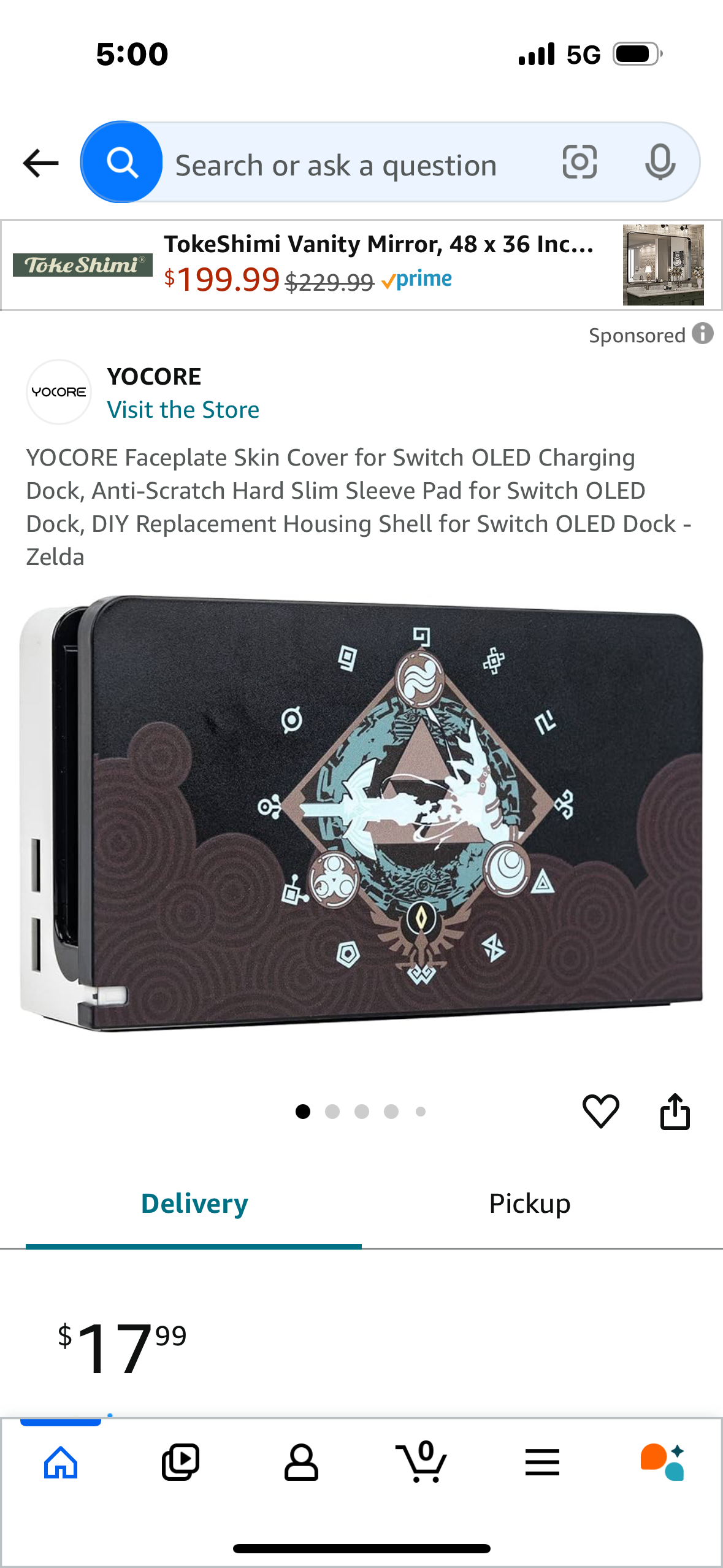 YOCORE Faceplate Skin Cover for Switch OLED Charging Dock, Anti-Scratch Hard Slim Sleeve Pad for Switch OLED Dock, DIY Replacement Housing Shell for Switch OLED Dock - Zelda