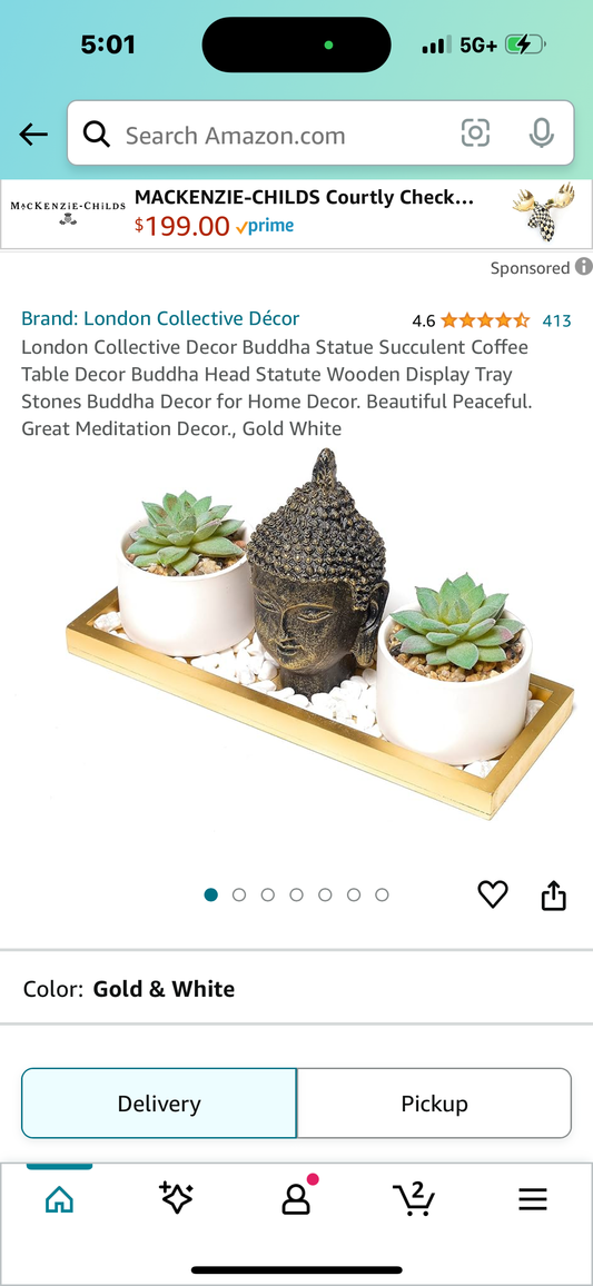 London Collective Decor Buddha Statue Succulent Coffee Table