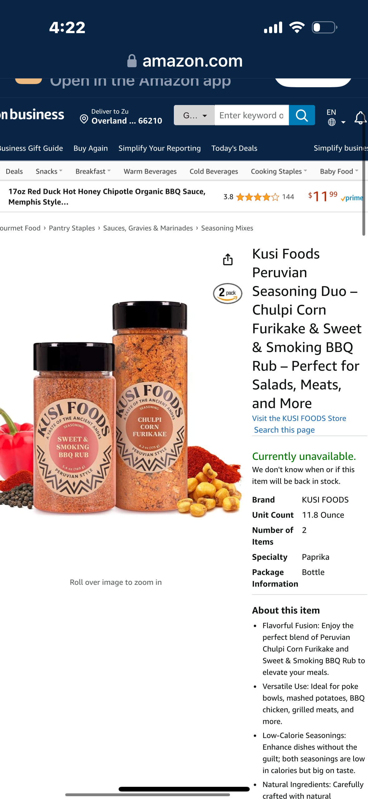 Kusi Foods Peruvian Seasoning Duo – Chulpi Corn Furikake & Sweet & Smoking BBQ Rub – Perfect for Salads, Meats, and More