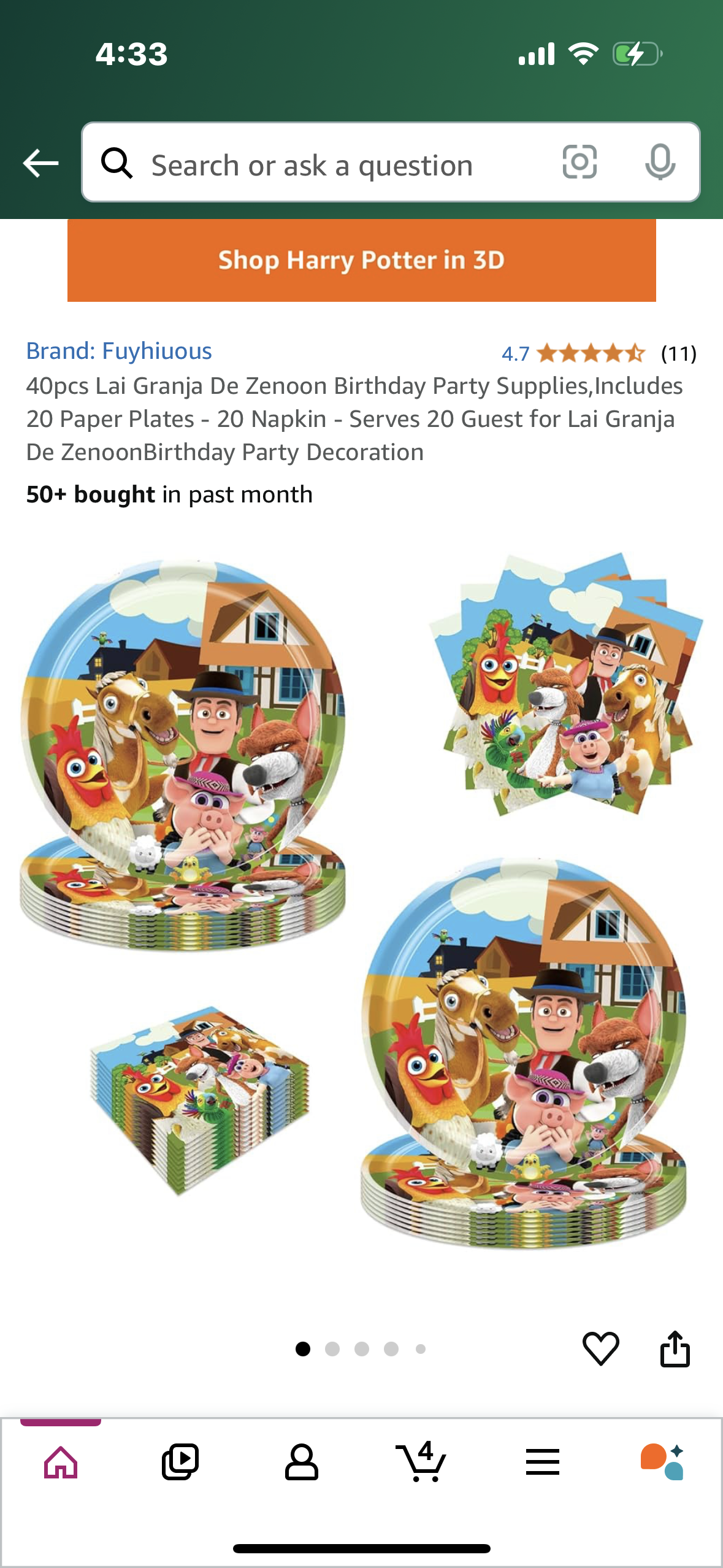 40pcs Birthday Party Supplies,Includes 20 Paper Plates - 20 Napkin ZenoonBirthday Party Decoration