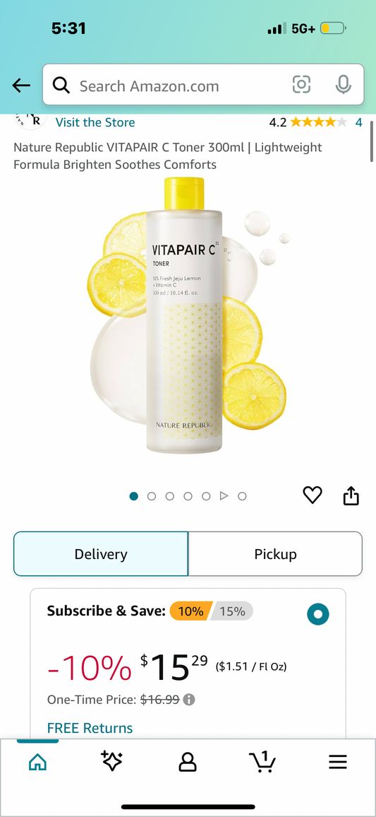 Nature Republic VITAPAIR C Toner 300ml | Lightweight Formula Brighten Soothes Comforts