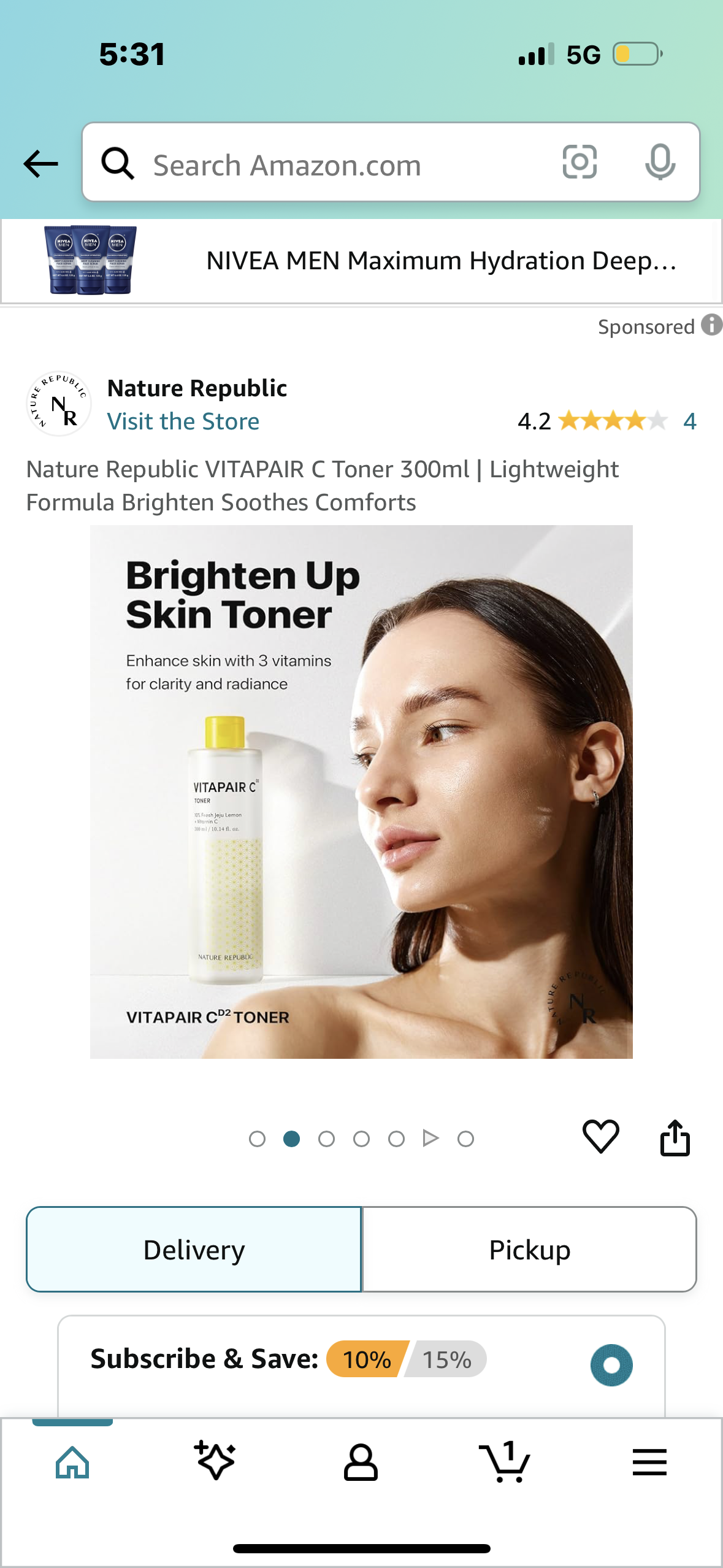 Nature Republic VITAPAIR C Toner 300ml | Lightweight Formula Brighten Soothes Comforts