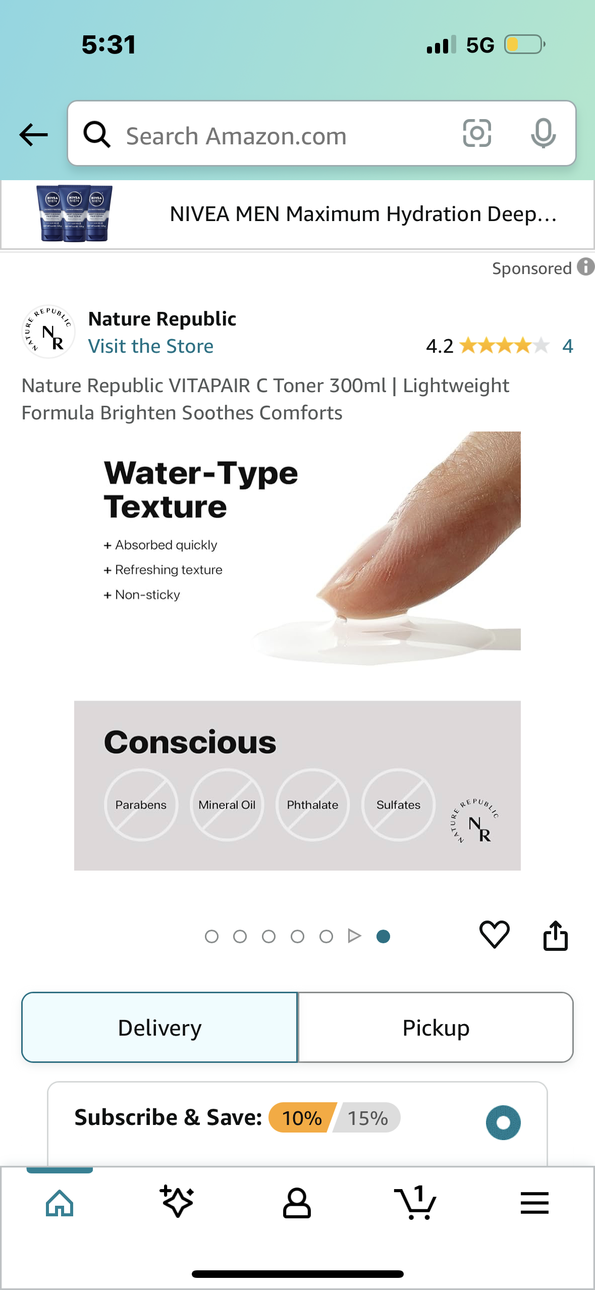 Nature Republic VITAPAIR C Toner 300ml | Lightweight Formula Brighten Soothes Comforts