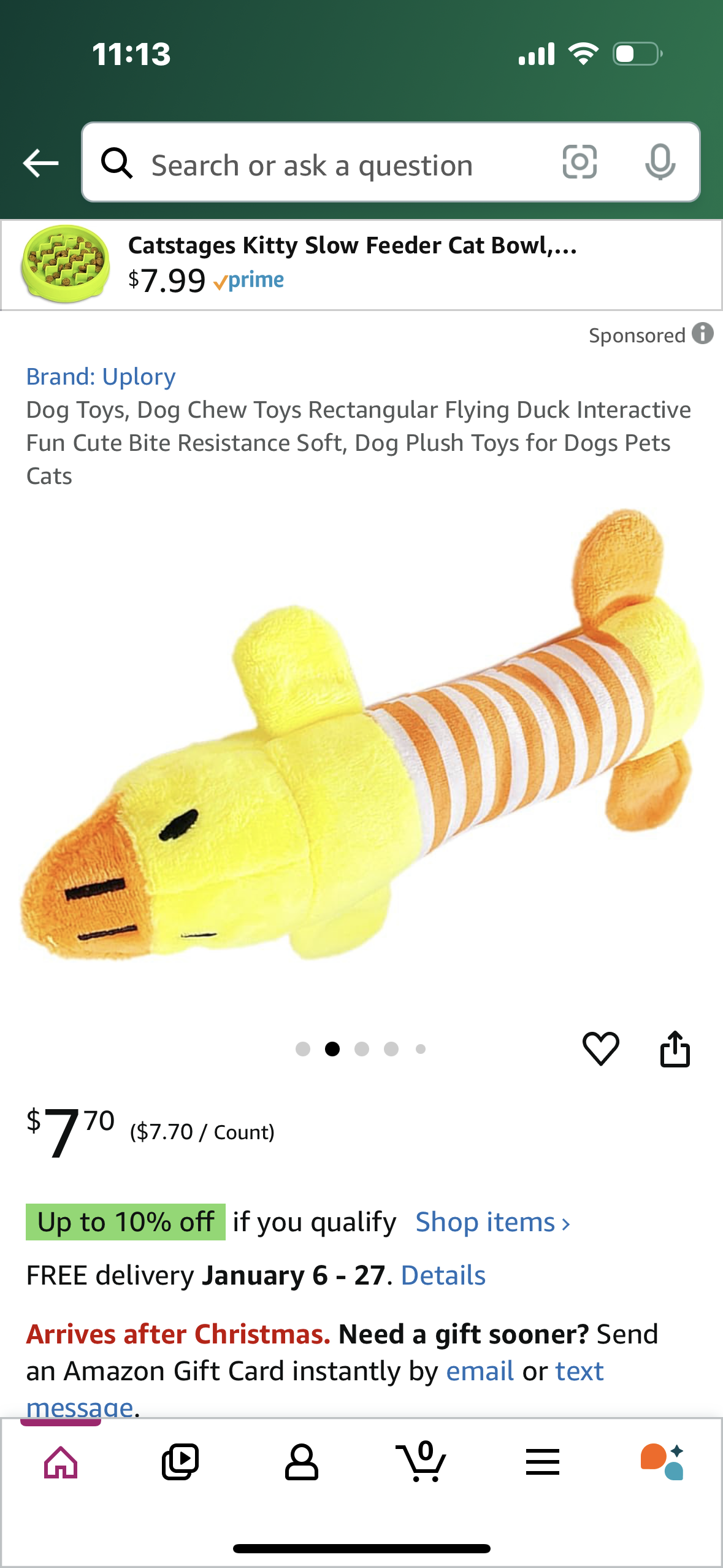 Dog Toys, Dog Chew Toys Rectangular Flying Duck Interactive Fun Cute Bite Resistance Soft, Dog Plush Toys for Dogs Pets Cats