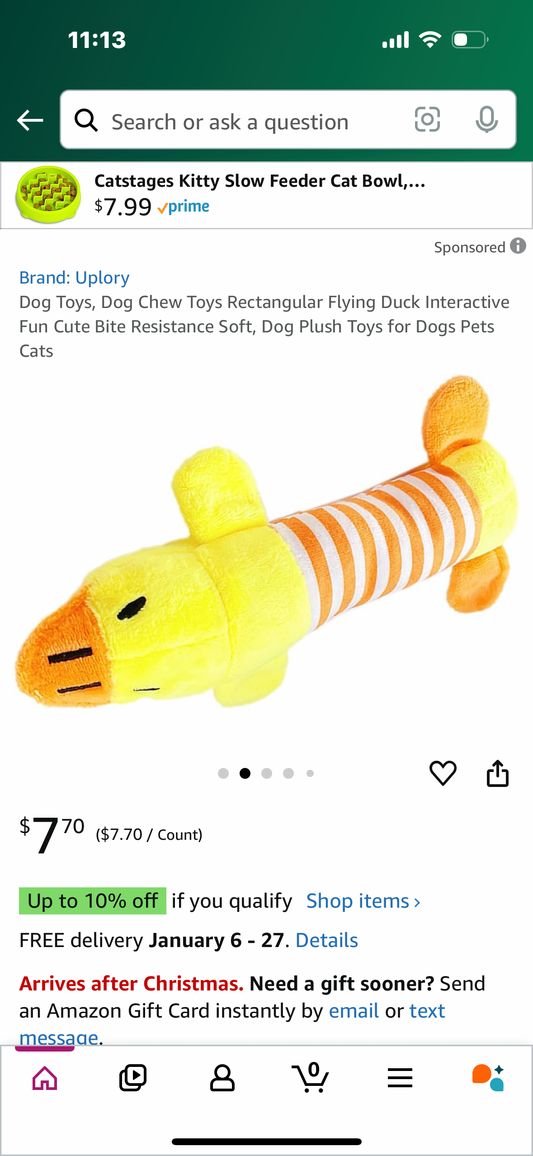 Dog Toys, Dog Chew Toys Rectangular Flying Duck Interactive Fun Cute Bite Resistance Soft, Dog Plush Toys for Dogs Pets Cats