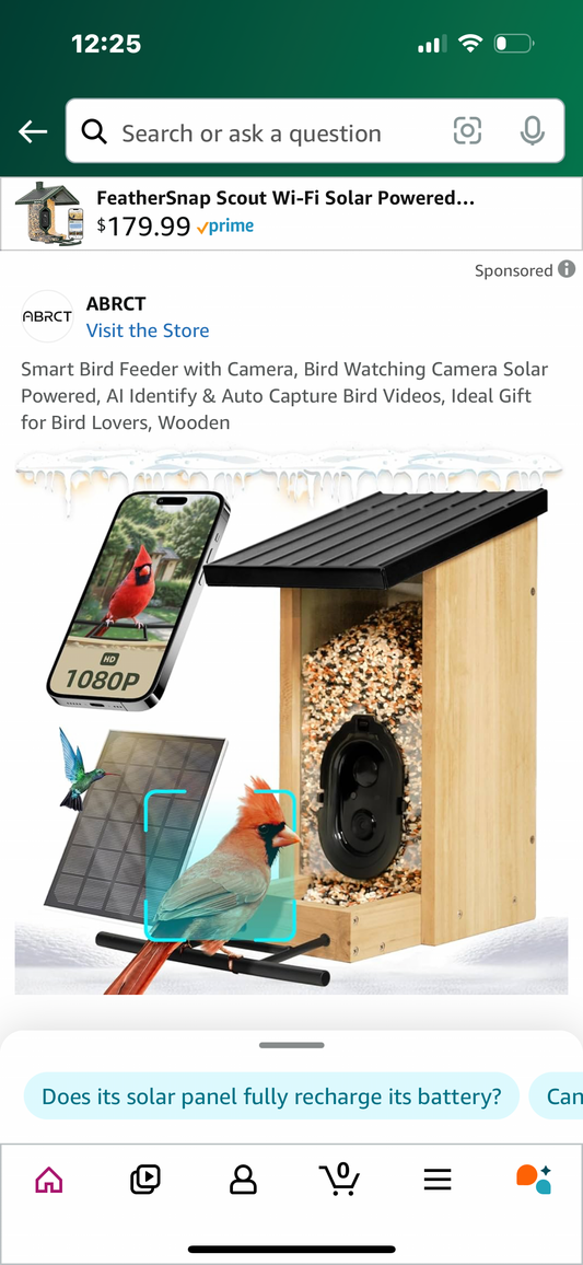 Smart Bird Feeder with Camera, Bird Watching Camera Solar Powered, AI Identify & Auto Capture Bird Videos, Ideal Gift for Bird Lovers, Wooden