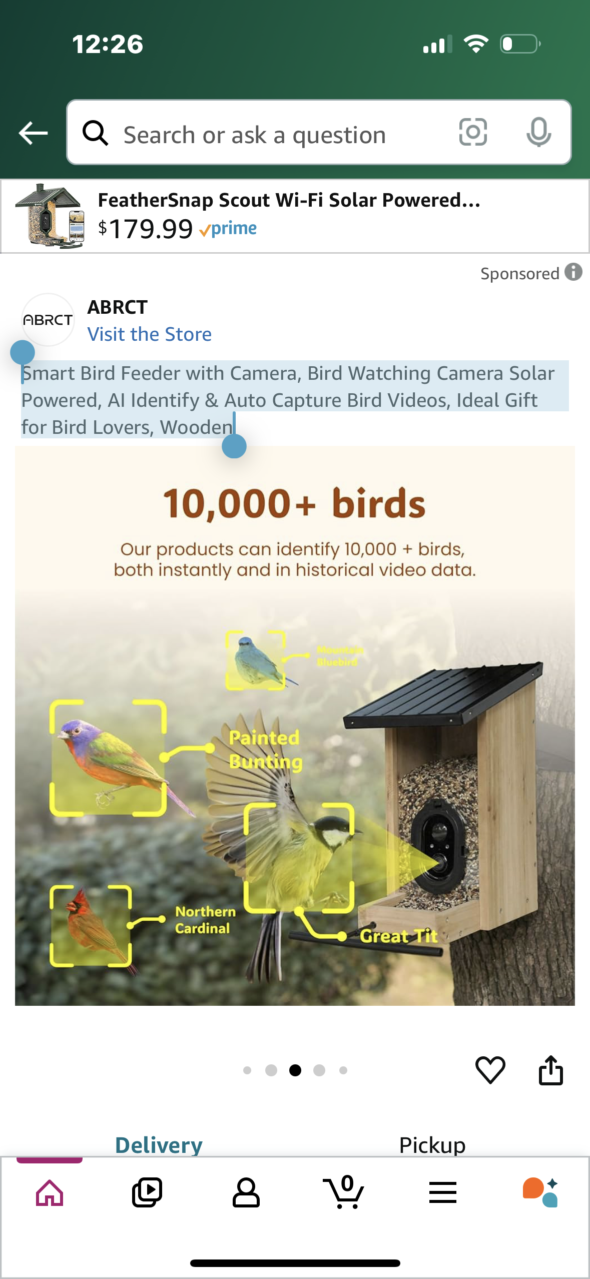 Smart Bird Feeder with Camera, Bird Watching Camera Solar Powered, AI Identify & Auto Capture Bird Videos, Ideal Gift for Bird Lovers, Wooden