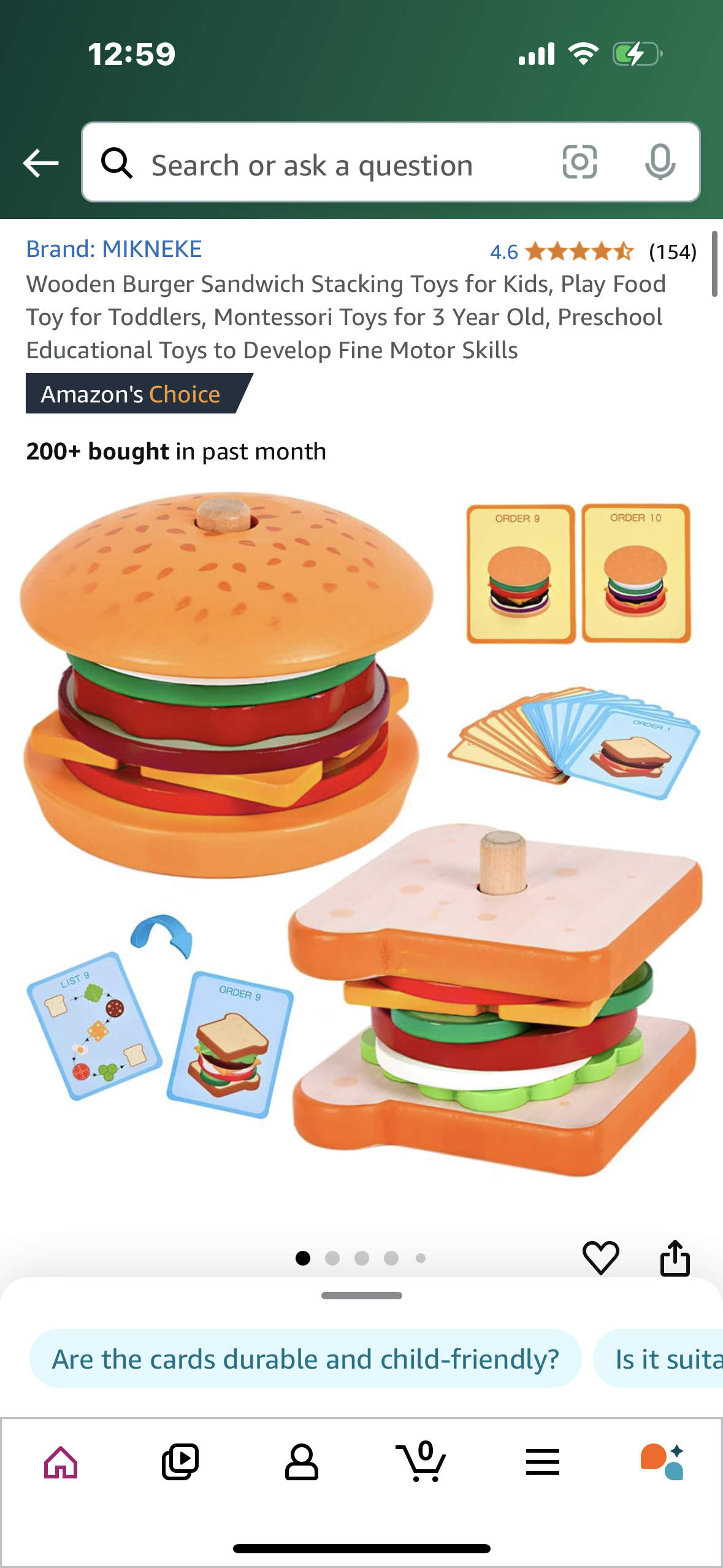 Wooden Burger Sandwich Stacking Toys for Kids, Play Food Toy for Toddlers, Montessori Toys for 3 Year Old, Preschool Educational Toys to Develop Fine Motor Skills