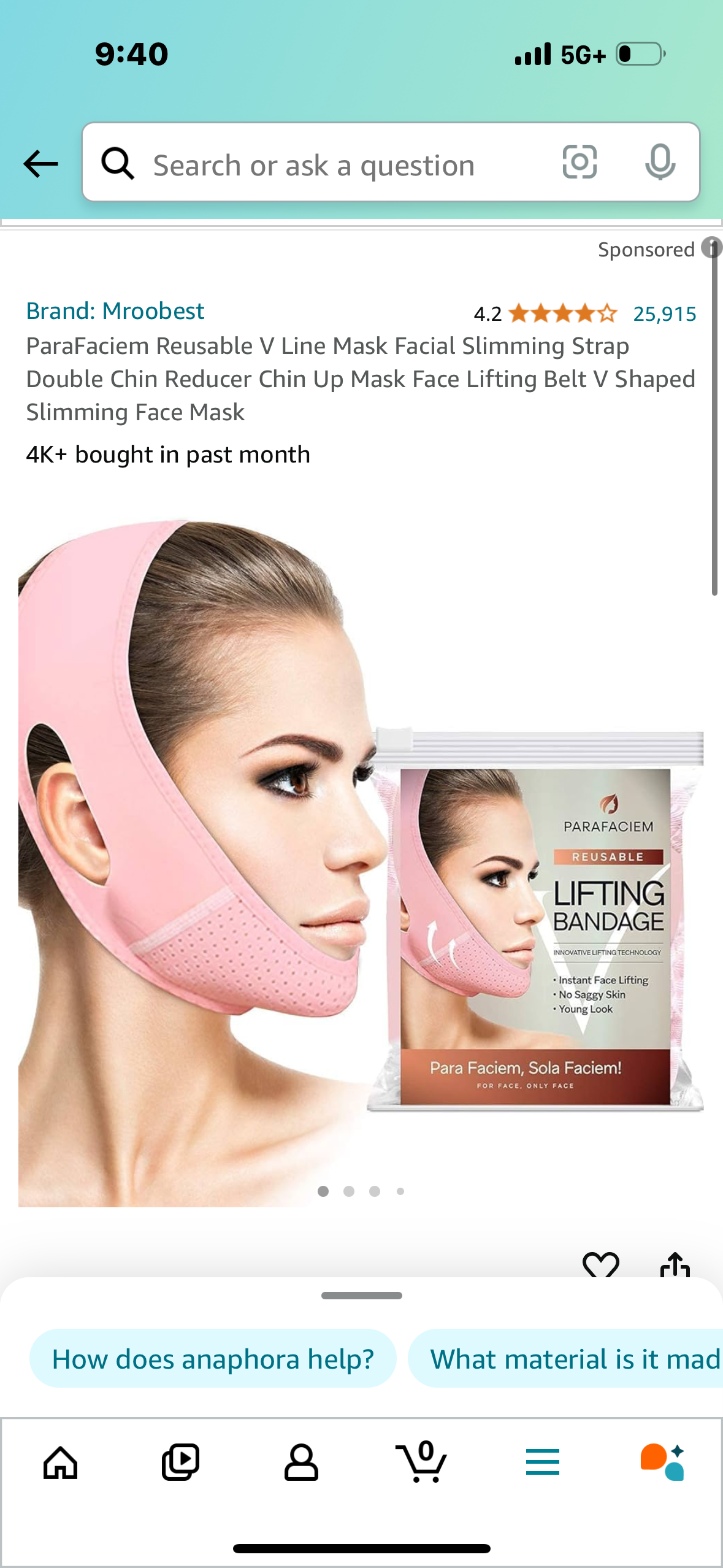 ParaFaciem Reusable V Line Mask Facial Slimming Strap Double Chin Reducer Chin Up Mask Face Lifting Belt V Shaped Slimming Face Mask