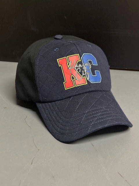 KC Football & Baseball - Unstructured Adult Baseball Cap Hat (Quilted Navy)