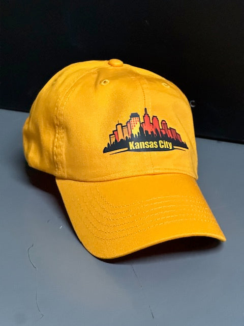 Kansas City Skyline - Unstructured Adult Baseball Cap Hat (Gold)