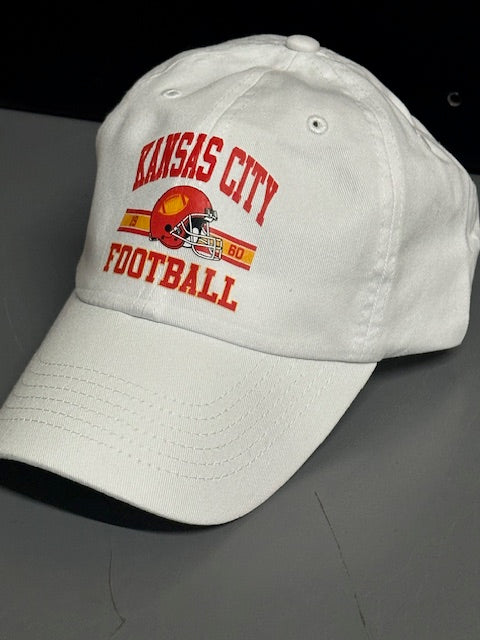 Kansas City Football - Unstructured Adult Baseball Cap Hat (White)