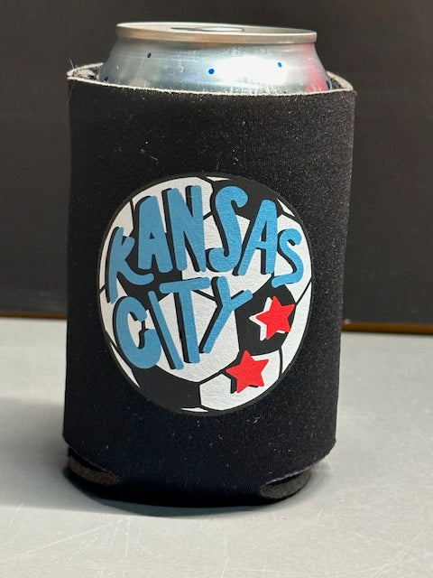 Soccer Ball Kansas City - Can Cooler Koozie (Black)