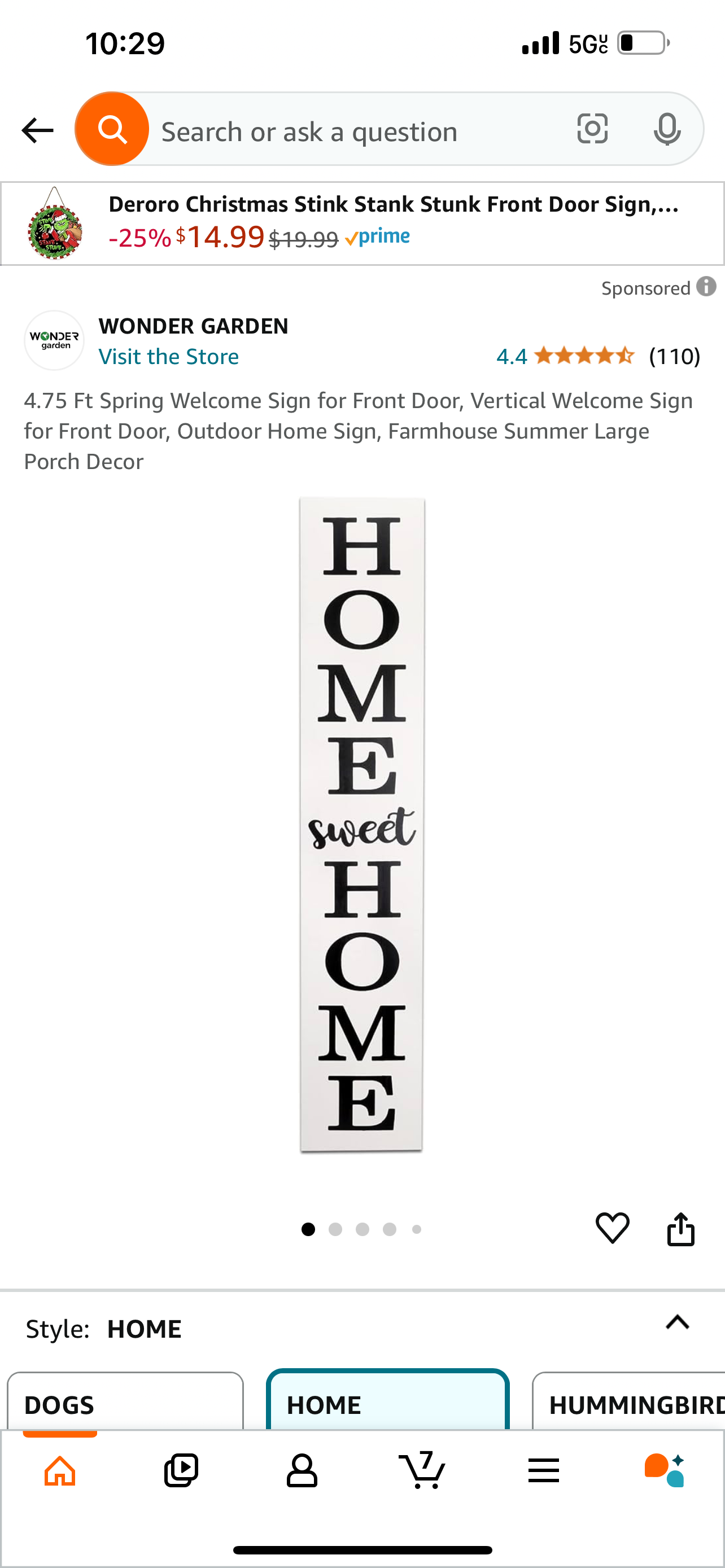 Large Wood Home Sweet Home Porch Sign (This Item Cannot Be Shipped)