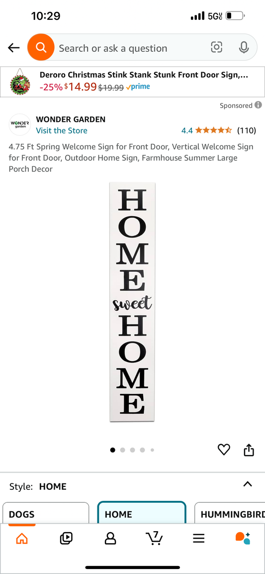 Large Wood Home Sweet Home Porch Sign (This Item Cannot Be Shipped)