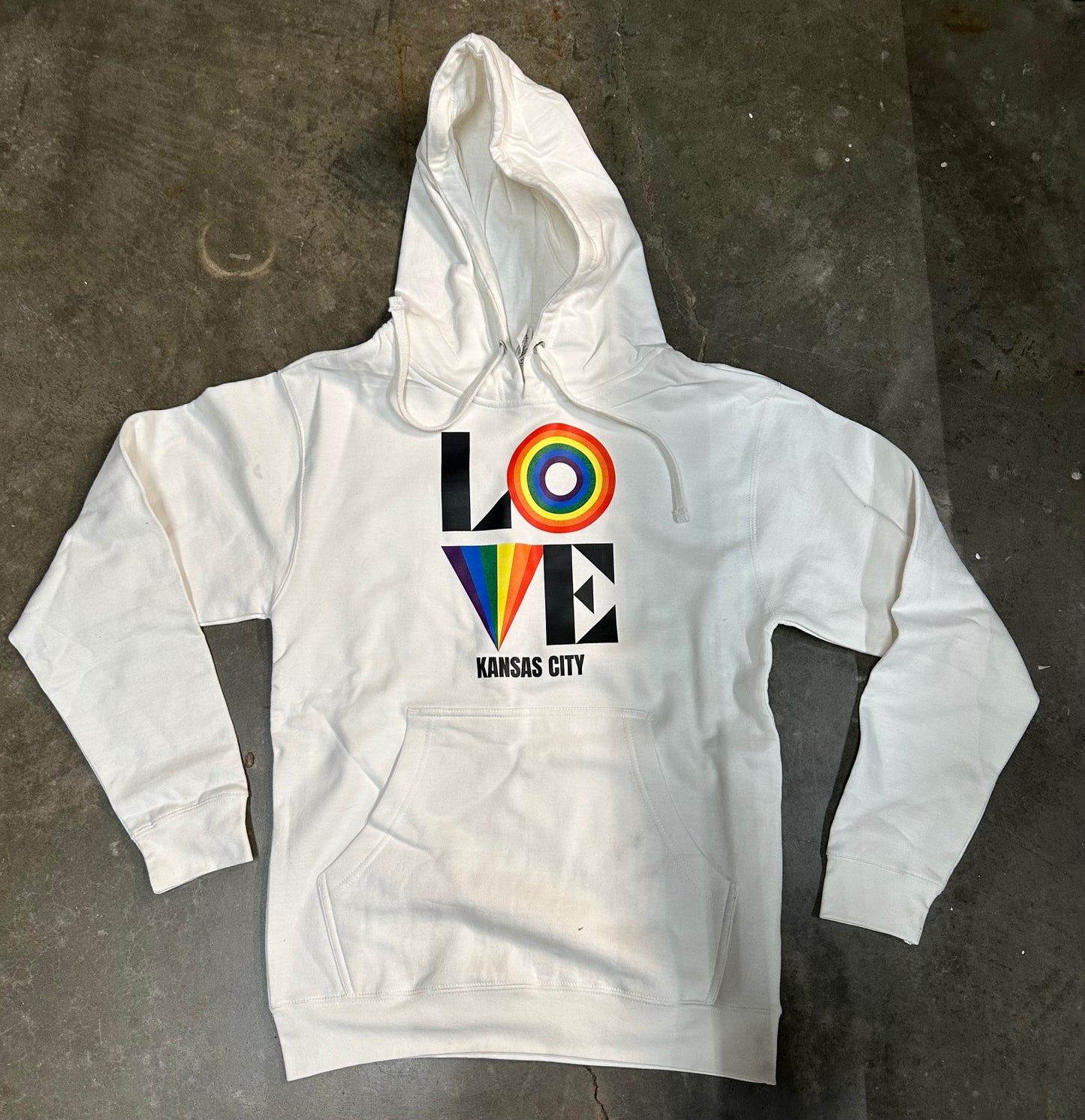 KC Pride Love Rainbow - Kansas City Hooded Sweatshirt (White)