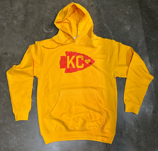 KC Red Arrowhead  - Kansas City Hooded Sweatshirt (Gold)