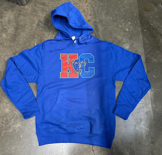 KC Football/Baseball  - Kansas City Hooded Sweatshirt (Royal Blue)