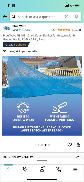 Solar Heating Blanket 12MIL For In Ground Pools 12' x 24' (This Item Cannot Be Shipped)