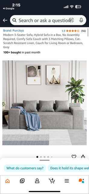 Gray 3-Seater Sofa