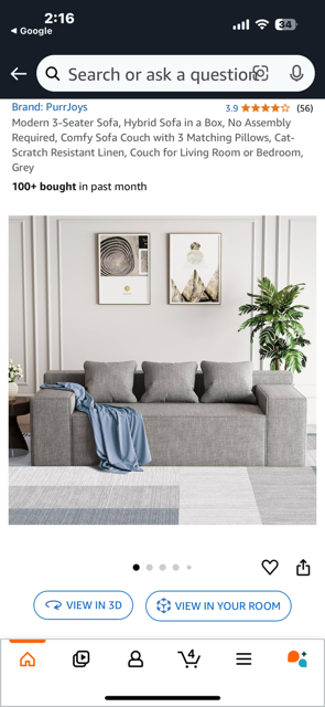 Gray 3-Seater Sofa